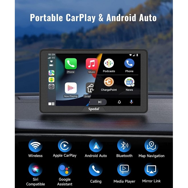 2023 Newest Portable Car Stereo with Wireless CarPlay and Android Auto