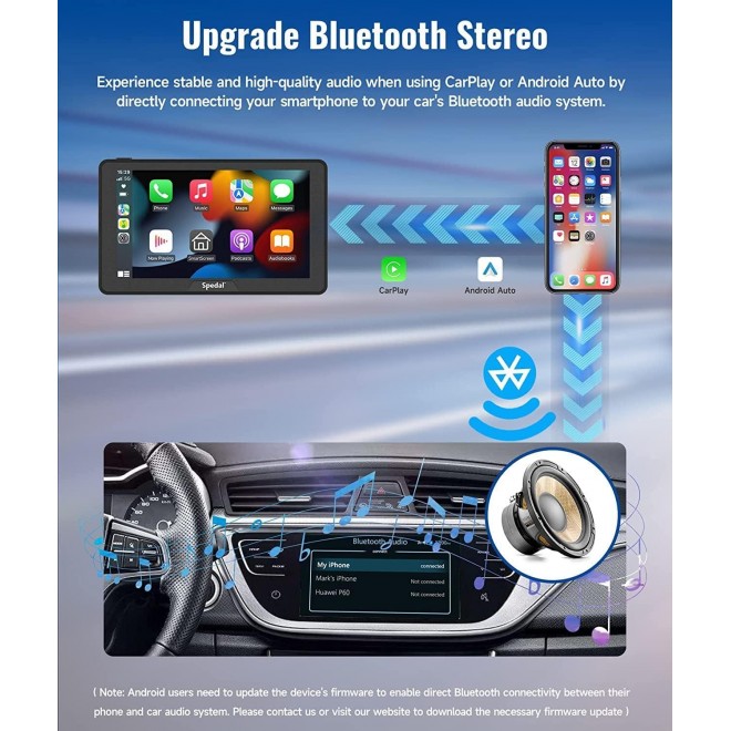 2023 Newest Portable Car Stereo with Wireless CarPlay and Android Auto