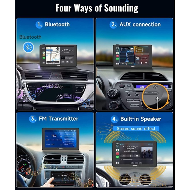 2023 Newest Portable Car Stereo with Wireless CarPlay and Android Auto