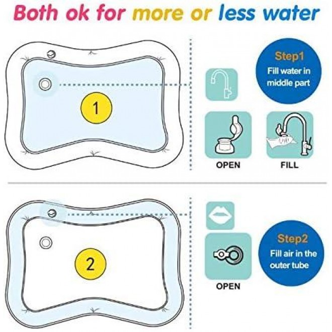 VATOS Tummy Time Baby Water Play Mat Toys For 3-9 Months Newborn Infant