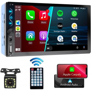 Double Din Car Stereo with Apple Carplay and Android Auto,7 Inch Touchscreen Car Radio Bluetooth