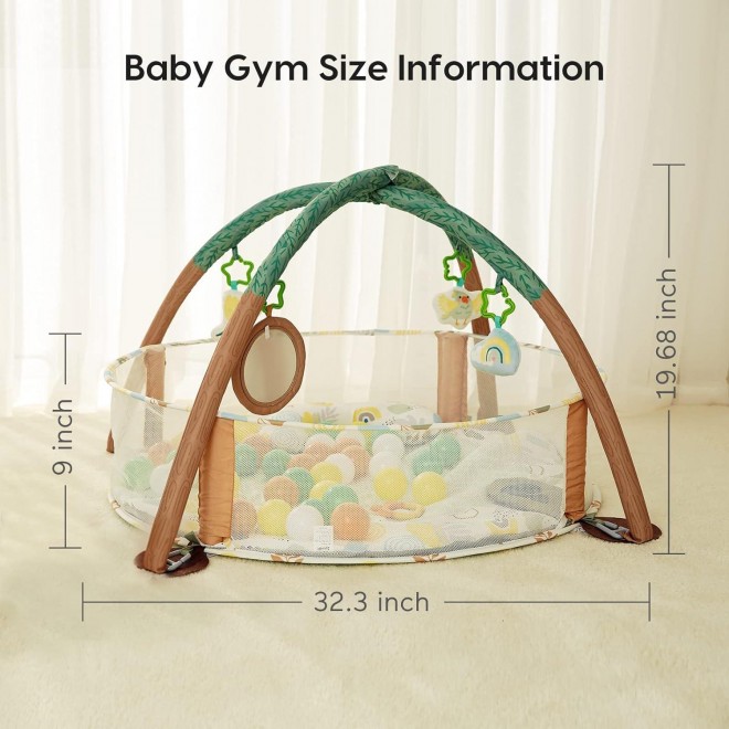 Lupantte 4-in-1 Baby Play Gym, Detachable Anti-Slip Thickening Tummy Time Mat