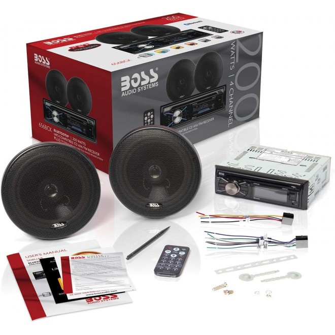 BOSS Audio Systems 656BCK Car Stereo Package - Single Din, Bluetooth, CD MP3 USB AM FM Radio