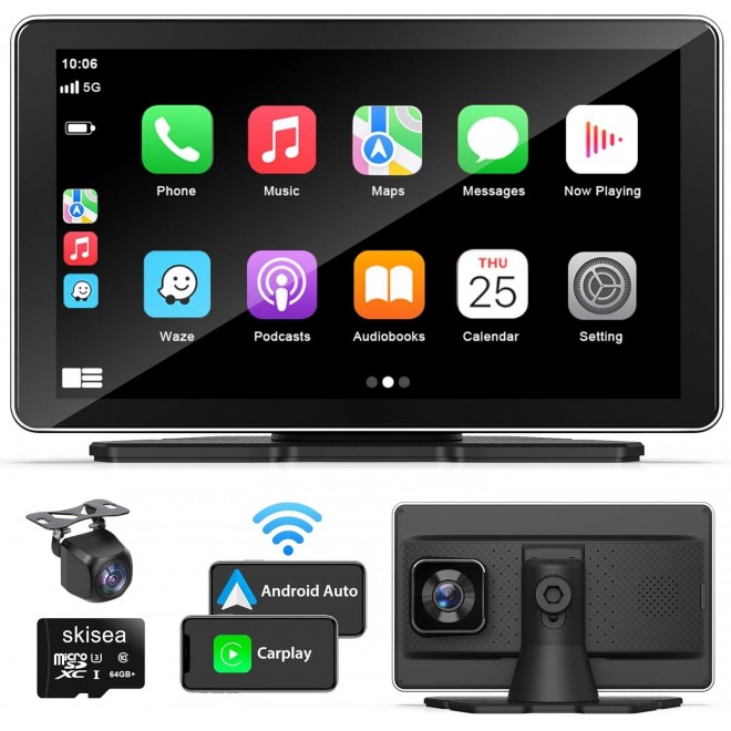 Skisea Apple Carplay Screen for Car, 7'' Portable Touch Screen