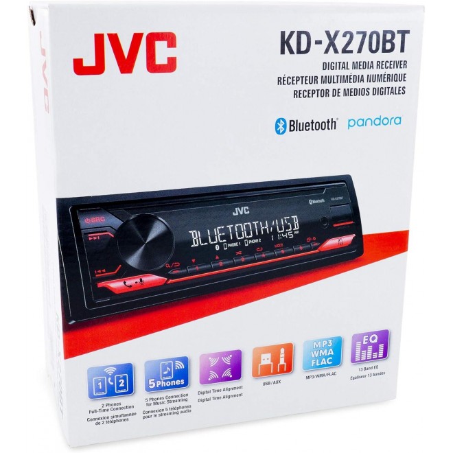 JVC KD-X270BT Bluetooth Car Stereo w/USB Port – AM/FM Radio, MP3 Player