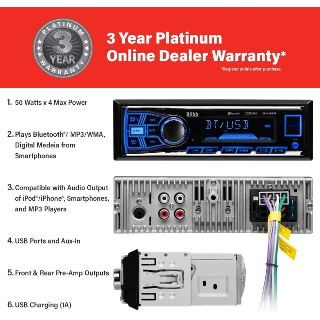 Car Stereo System - Single Din, Bluetooth Audio and Calling Head Unit