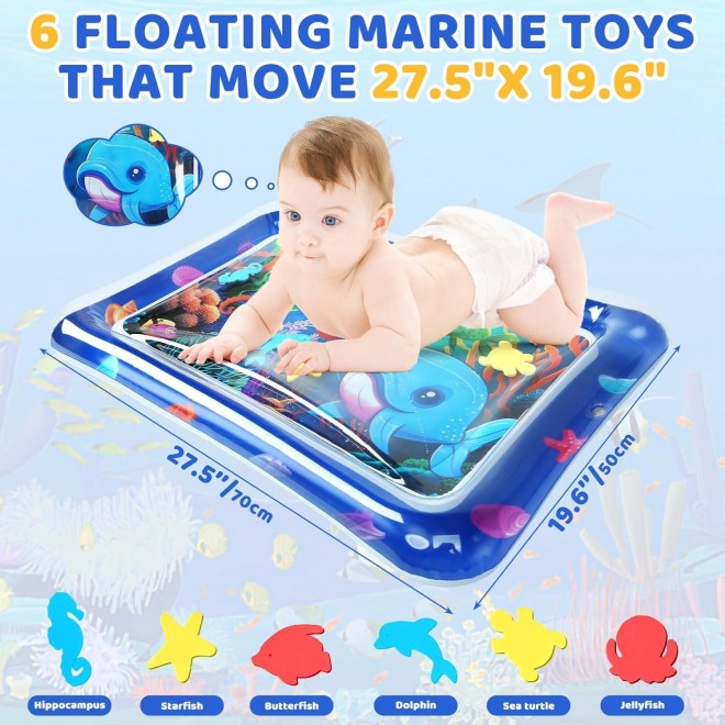 Inflatable Tummy Time Mat - Baby Water Mat, Baby Toys for 3 to 24 Months