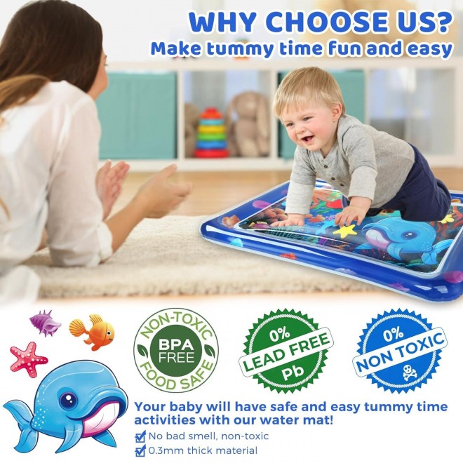 Inflatable Tummy Time Mat - Baby Water Mat, Baby Toys for 3 to 24 Months