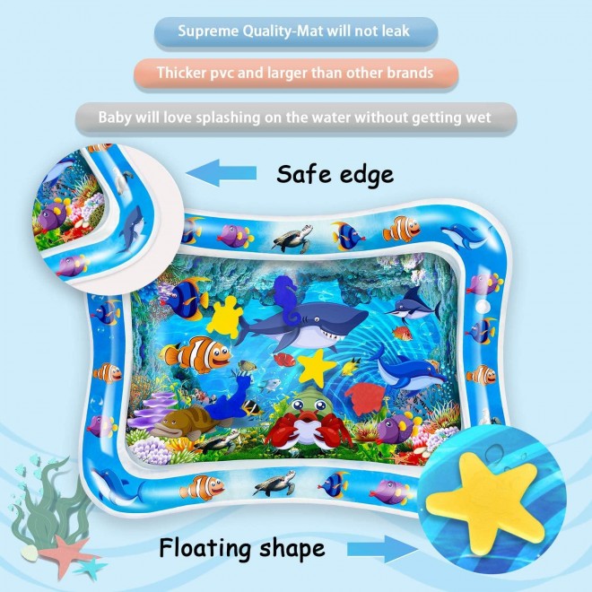 CUKU Tummy time Water Play mat for Baby & Toddlers Inflatable Water mat