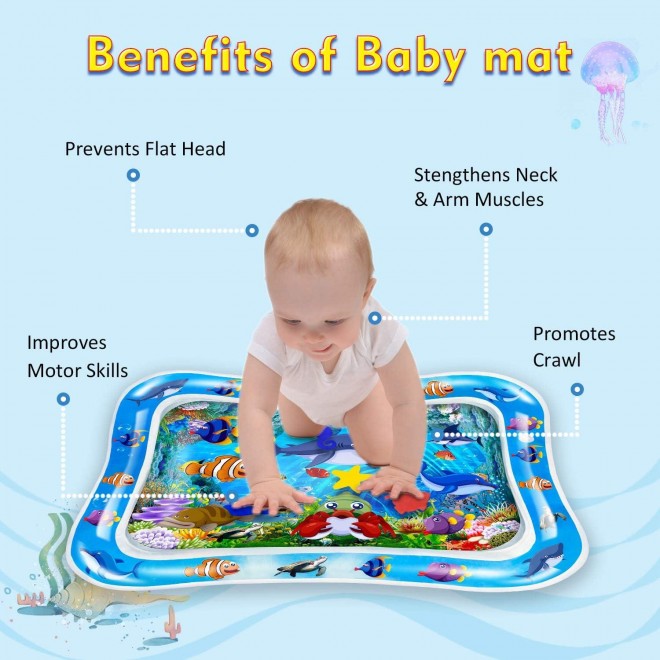 CUKU Tummy time Water Play mat for Baby & Toddlers Inflatable Water mat