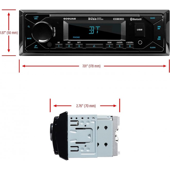 BOSS Audio Systems 609UAB Multimedia Car Stereo - Single Din, Bluetooth Audio and Hands-Free Calling