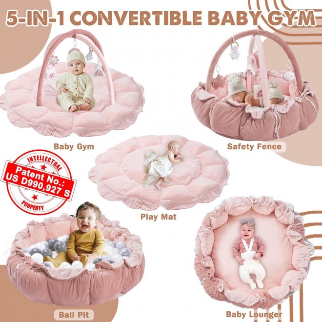 5-in-1 Convertible Baby Play Gym with 6 Toys