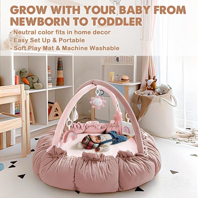 5-in-1 Convertible Baby Play Gym with 6 Toys