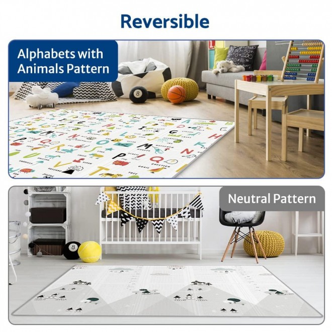 Reversible Waterproof Foldable Foam Floor Playmat for Kids Toddlers