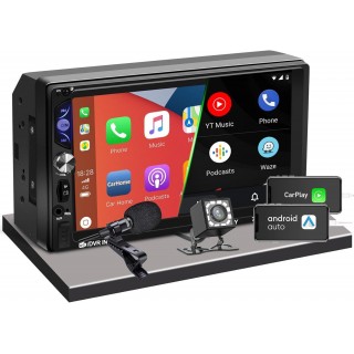 ACTASIAN Double Din Car Stereo with Apple Carplay and Android Auto