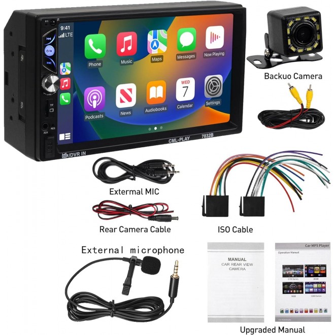 ACTASIAN Double Din Car Stereo with Apple Carplay and Android Auto