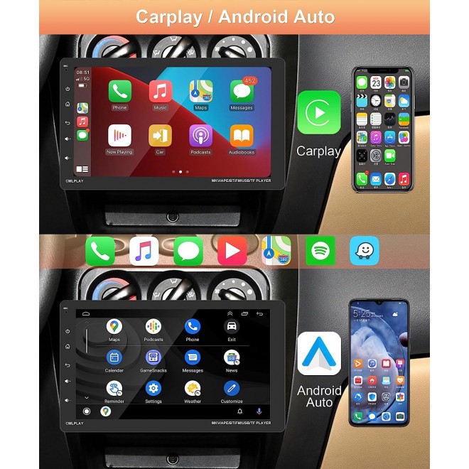 Car Stereo Single Din Apple Carplay, Rimoody 9 Inch Detachable Touch Screen Car Radio