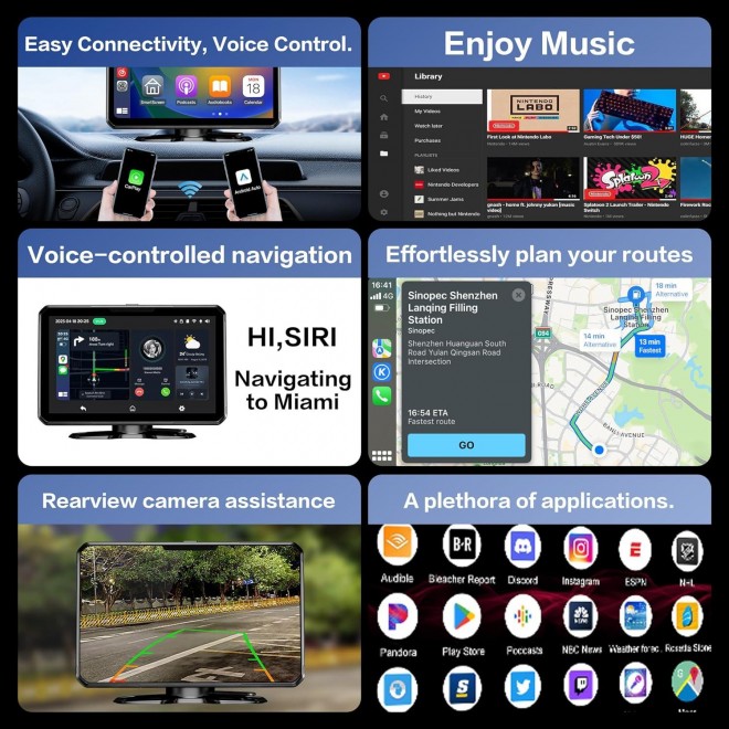 VVCAR MC7 Wireless CarPlay Screen Android Auto 7'' Touchscreen Car Stereo with AirPlay