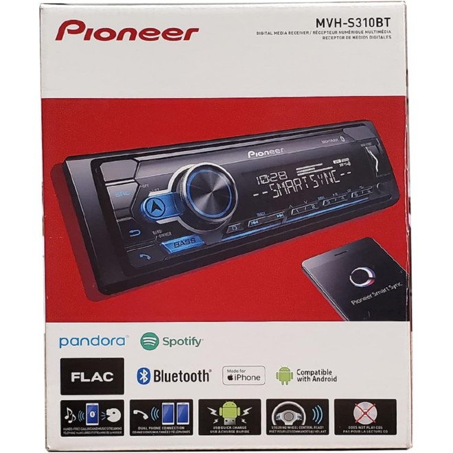 Pioneer MVH-S310BT Single Din Built-In Bluetooth, MIXTRAX, USB