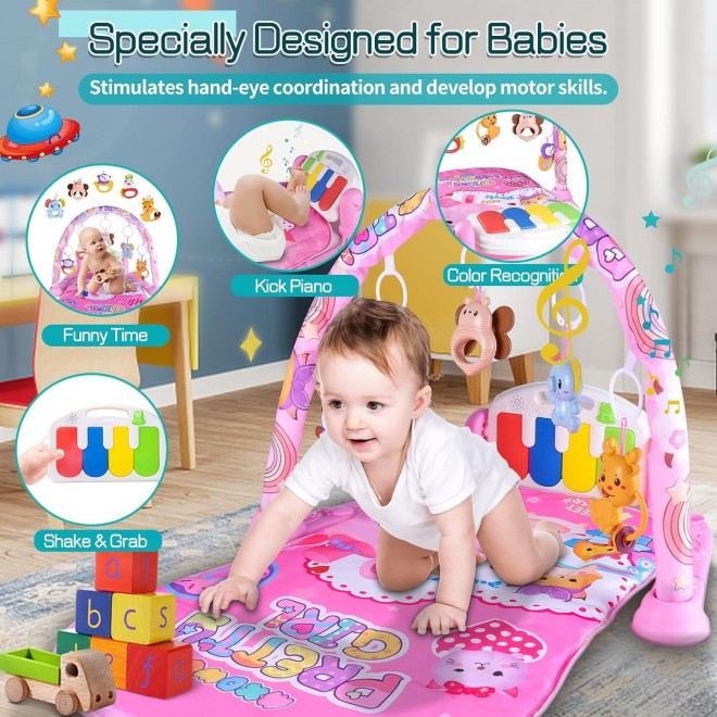 Baby Play Gym Mats, Baby Activity Mat for Sensory and Motor Skill Development