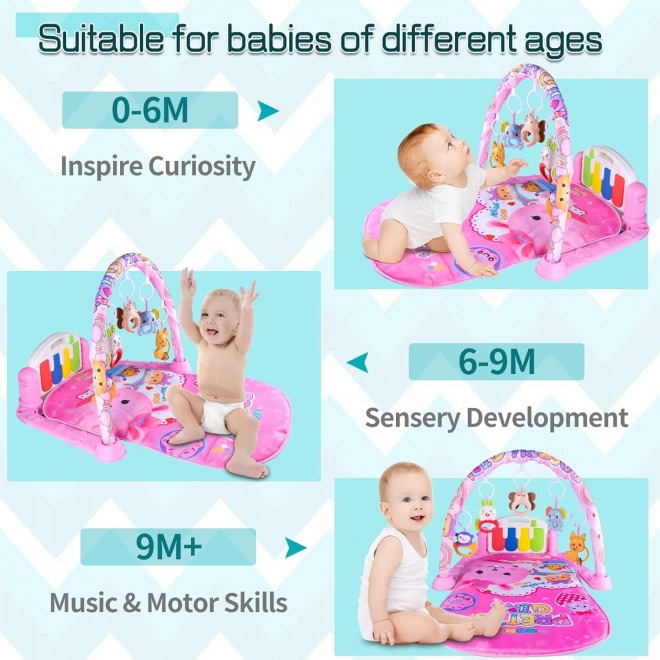 Baby Play Gym Mats, Baby Activity Mat for Sensory and Motor Skill Development