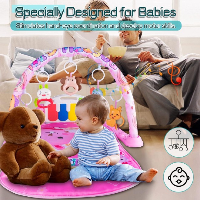 Baby Play Gym Mats, Baby Activity Mat for Sensory and Motor Skill Development