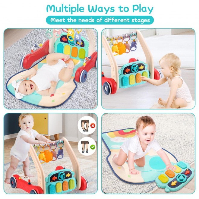 Baby Gym Play Mat Baby Walker, Pakoo Tummy Time Mat Piano Baby Playmat