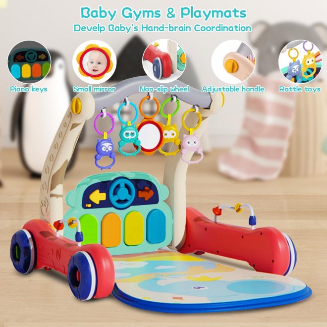 Baby Gym Play Mat Baby Walker, Pakoo Tummy Time Mat Piano Baby Playmat