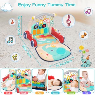 Baby Gym Play Mat Baby Walker, Pakoo Tummy Time Mat Piano Baby Playmat