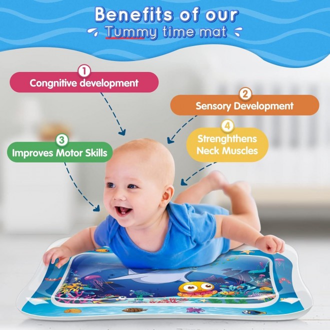 Infinno Tummy Time Mat Sensory Water Mat for Babies