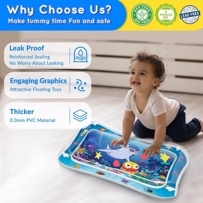 Infinno Tummy Time Mat Sensory Water Mat for Babies