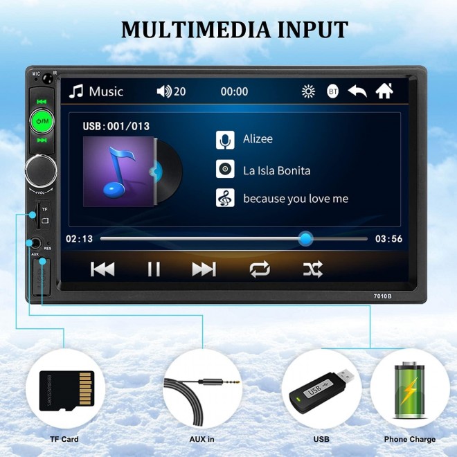 Double Din Bluetooth Car Stereo 7 Inch Car MP5 Player Digital Touch Screen Display Multimedia