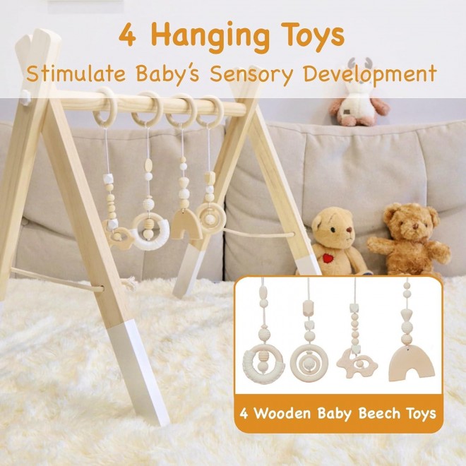 Wooden Baby Play Gym, PgUp Foldable Baby Gym , Baby Activity Gym Frame