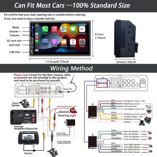 Double Din Car Stereo Compatible with Apple CarPlay and Android Auto - Touchscreen Car