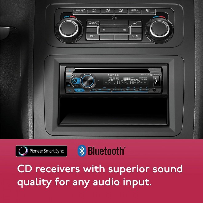 Bluetooth CD Receiver with USB/AUX Inputs, Pioneer Smart Sync