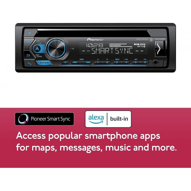 Bluetooth CD Receiver with USB/AUX Inputs, Pioneer Smart Sync