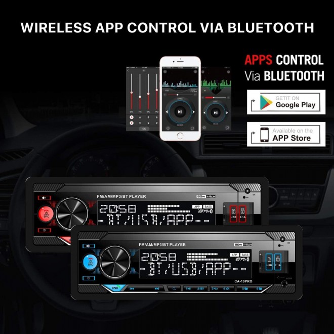 Single Din Bluetooth Car Stereo: Mechless Multimedia Digital Car Audio - in Dash MP3 Player