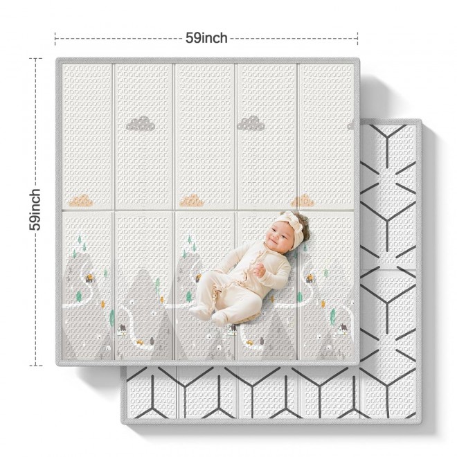 ZEEBABA Baby Play Mat, Foldable & Reversable Large Baby Mat