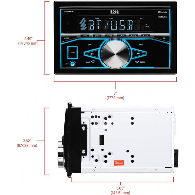 BOSS Audio Systems 820BRGB Multimedia Car Stereo - Double Din, Bluetooth Audio