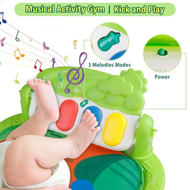 Baby Play Mat, Activity Gym Mat with Musical Light Activity Center & Play Piano