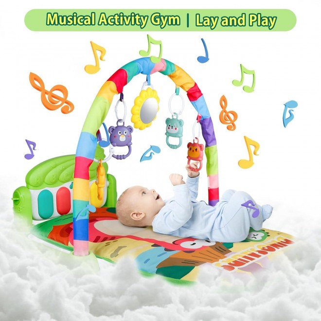 Baby Play Mat, Activity Gym Mat with Musical Light Activity Center & Play Piano