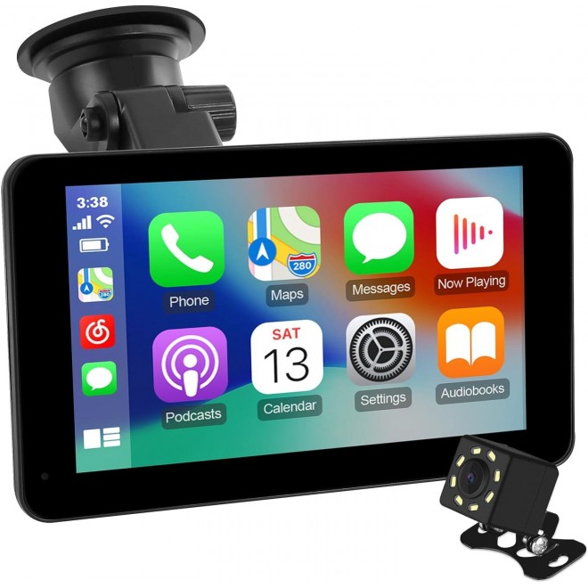 Portable Wireless Carplay & Android Auto Car Stereo, 7 Inch Full HD Car Touch Screen