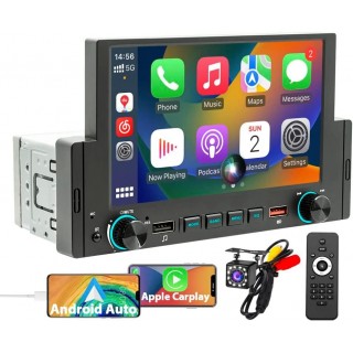 Single Din Car Stereo with 6.2 Inch IPS Full HD Touchscreen, Apple CarPlay