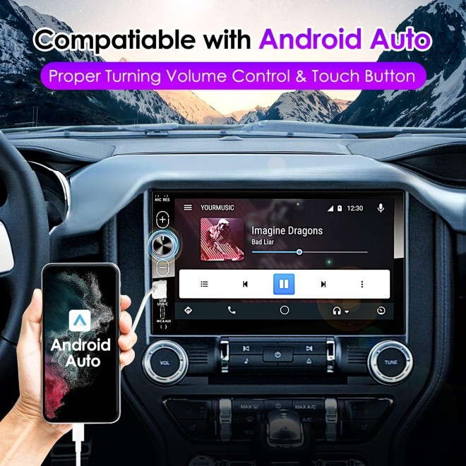 Double Din Car Stereo Apple Carplay & Android Auto 7-Inch Full HD Touchscreen Car Audio