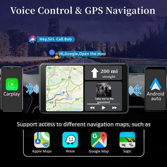 Wireless Carplay Screen for Car: Portable Car Stereo with Apple Car Play