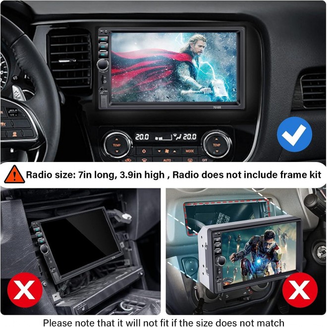 Double Din Car Stereo with Backup Camera, 7 Inch Touchscreen Car Radio Bluetooth Support Mirror Link