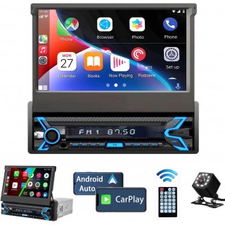 Single Din Car Stereo Compatible , 7 Inch Flip Out Touchscreen Car Radio 