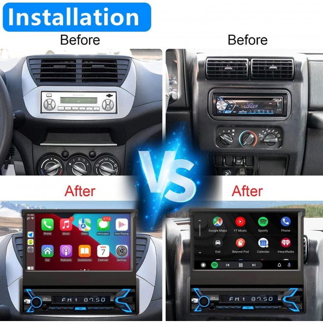 Single Din Car Stereo Compatible , 7 Inch Flip Out Touchscreen Car Radio 