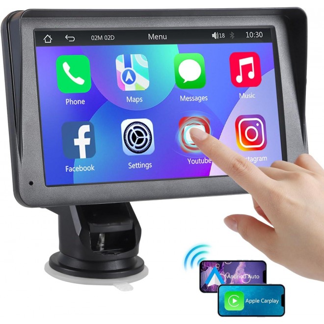 SIVROCK Portable Car Stereo Wireless Apple CarPlay & Android Auto