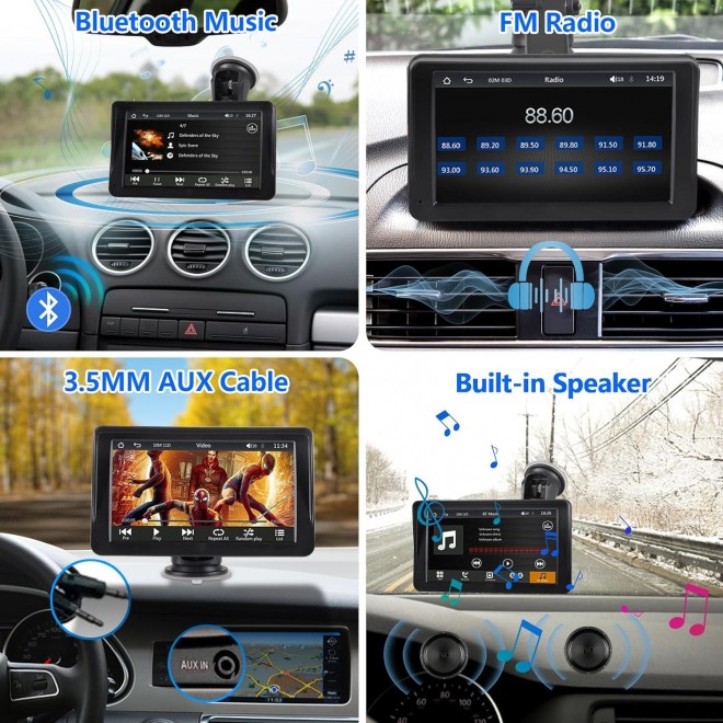 SIVROCK Portable Car Stereo Wireless Apple CarPlay & Android Auto